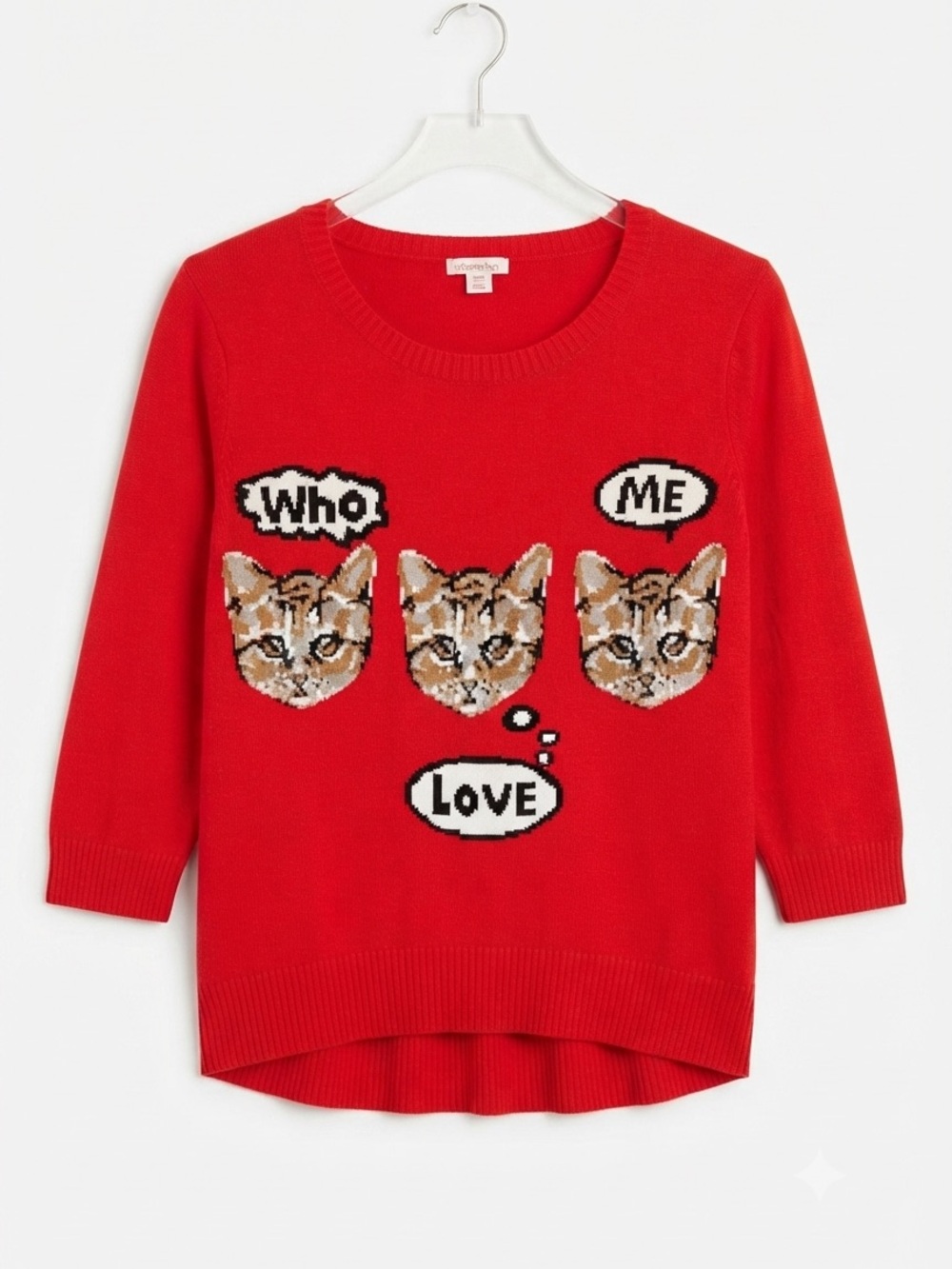 Red Kitty Graphic Sweater - "Who Me Love" Super Soft!